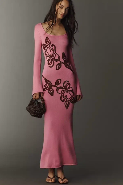 The Wolf Gang Keiko Long-sleeve Maxi Dress In Pink
