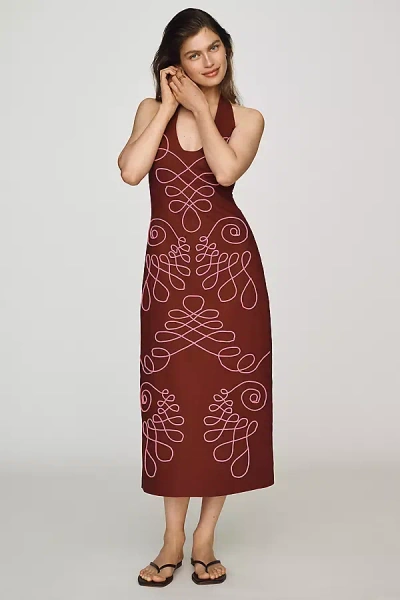 The Wolf Gang Lera Linen Maxi Dress In Red