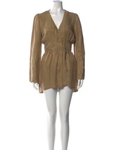 Pre-owned The Wolf Gang Linen Mini Dress In Neutrals