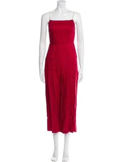 Pre-owned The Wolf Gang Linen Square Neckline Jumpsuit In Red