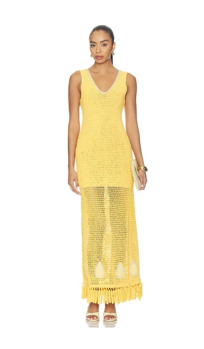 The Wolf Gang Naia Crochet Maxi Dress In Yellow