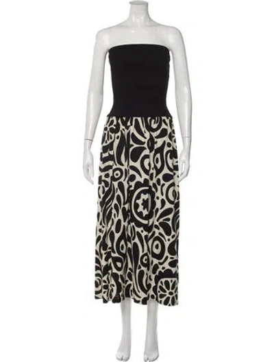 Pre-owned The Wolf Gang Patterned Midi Length Dress In Black