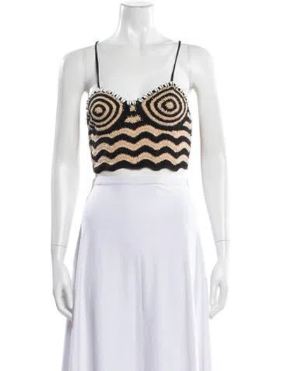 Pre-owned The Wolf Gang Patterned Scoop Neck Crop Top In White