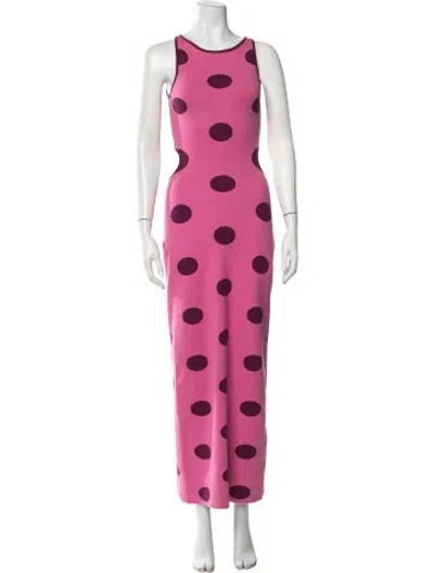 Pre-owned The Wolf Gang Polka Dot Print Long Dress In Pink