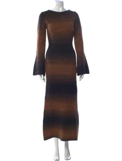 Pre-owned The Wolf Gang Printed Long Dress W/ Tags In Brown