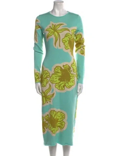 Pre-owned The Wolf Gang Printed Midi Length Dress W/ Tags In Green