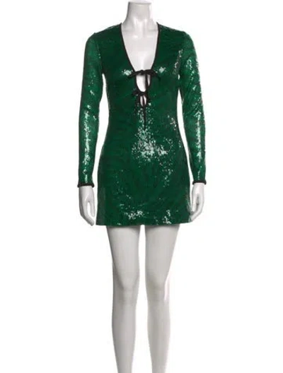 Pre-owned The Wolf Gang Printed Mini Dress In Green