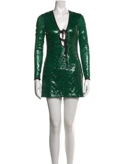 Pre-owned The Wolf Gang Printed Mini Dress In Green