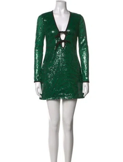 Pre-owned The Wolf Gang Printed Mini Dress In Green