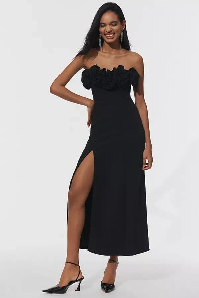 The Wolf Gang Rosa Strapless Ruffle Dress In Black