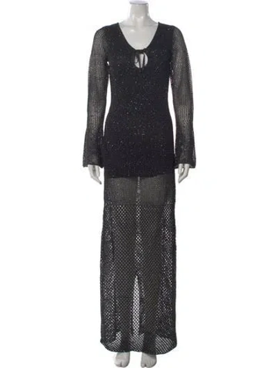 Pre-owned The Wolf Gang Scoop Neck Long Dress W/ Tags In Black