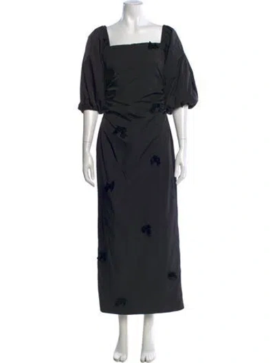 Pre-owned The Wolf Gang Square Neckline Long Dress In Black