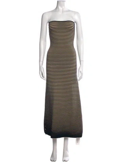 Pre-owned The Wolf Gang Striped Long Dress In Black