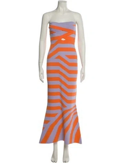 Pre-owned The Wolf Gang Striped Long Dress In Orange