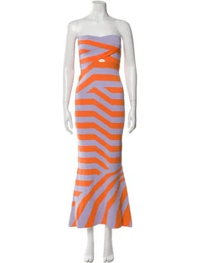 Pre-owned The Wolf Gang Striped Long Dress In Orange
