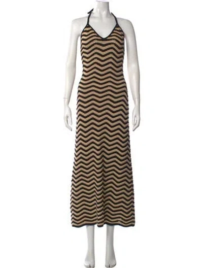 Pre-owned The Wolf Gang Striped Long Dress W/ Tags In Neutrals