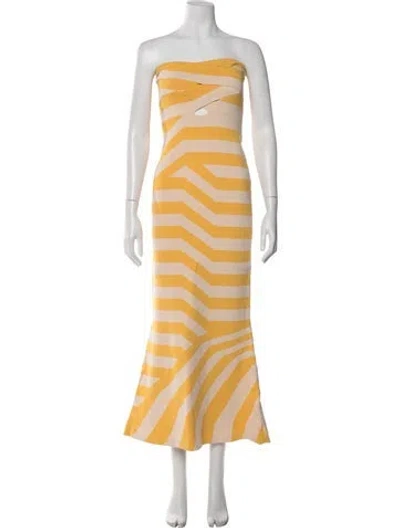 Pre-owned The Wolf Gang Striped Long Dress In Yellow