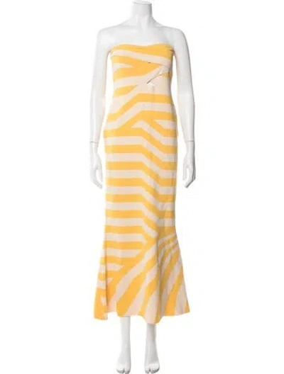 Pre-owned The Wolf Gang Striped Long Dress In Yellow