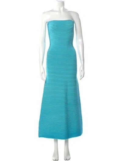 Pre-owned The Wolf Gang Striped Midi Length Dress In Blue
