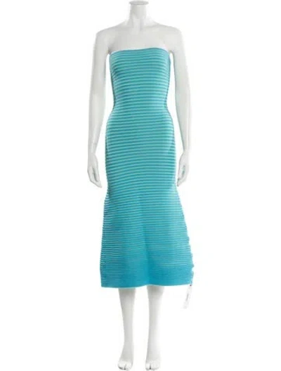 Pre-owned The Wolf Gang Striped Midi Length Dress In Blue