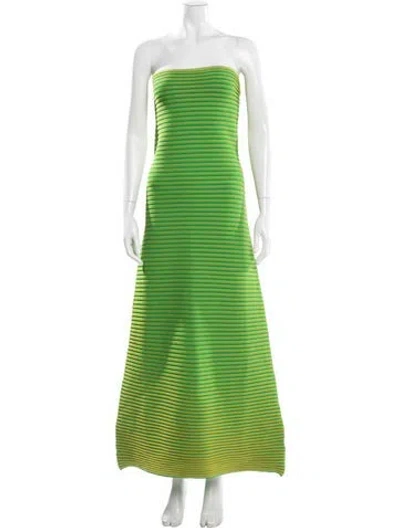 Pre-owned The Wolf Gang Striped Midi Length Dress W/ Tags In Green