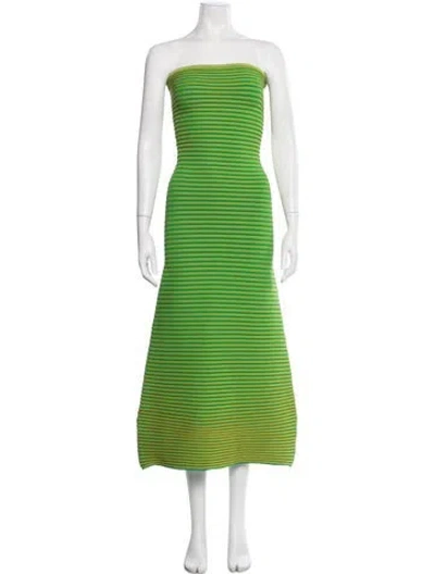 Pre-owned The Wolf Gang Striped Midi Length Dress W/ Tags In Green