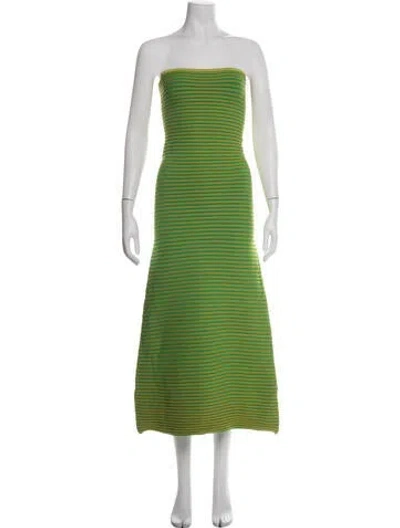 Pre-owned The Wolf Gang Striped Midi Length Dress W/ Tags In Green