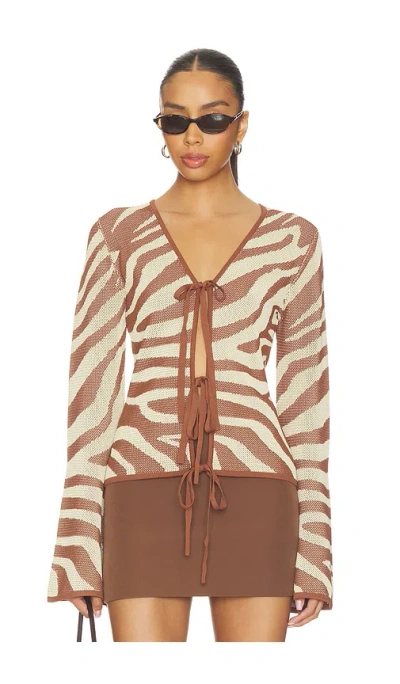The Wolf Gang Sutton Knit Blouse In Brown