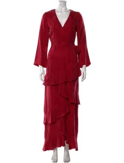 Pre-owned The Wolf Gang V-neck Long Dress In Red