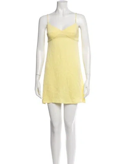 Pre-owned The Wolf Gang V-neck Mini Dress In Yellow