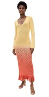 The Wolf Gang Zinna Sleeved Maxi Dress Coral Sunset In Coral Sunset