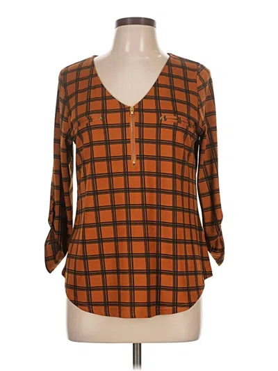 Pre-owned The Workshop 3/4 Sleeve Blouse In Orange
