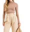 The Workshop Basics Long Sleeve Mock Neck Top In Tan In Nude