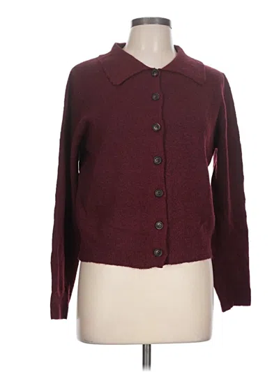 Pre-owned The Workshop Cardigan Sweater In Burgundy