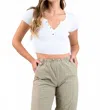 The Workshop Cynthia Snap Button Sweater Top In White In White