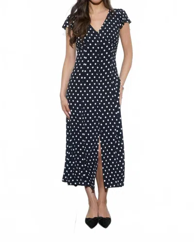 The Workshop Eva Polka Dot Midi Dress In Black In Multi