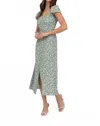 The Workshop Floral Midi Dress In Green In Green