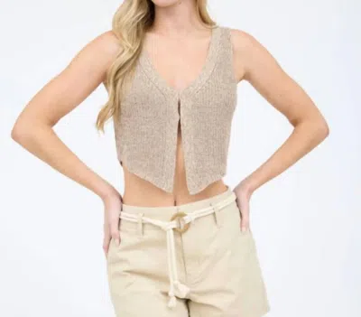 The Workshop Front Hook Cropped Knit Cardigan Vest In Taupe In Neutral