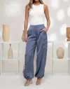 The Workshop High Waist Satin Jogger Pant In Indigo In Multi