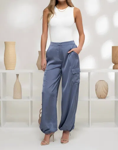 The Workshop High Waist Satin Jogger Pant In Indigo In Multi