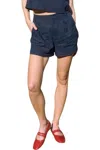 The Workshop Kalene High-waist Front Pleat Shorts In Navy In Blue