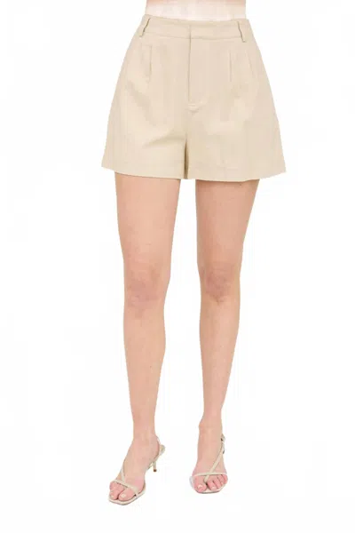 The Workshop Kalene High-waist Front Pleat Shorts In Khaki In Beige