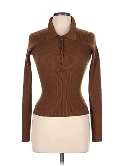 Pre-owned The Workshop Long Sleeve Polo Shirt In Brown