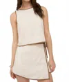 The Workshop Savannah Contrast Trim Sleeveless Linen Top & Skort Set In Latte In Multi
