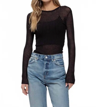 The Workshop Sheer Rib Knit Sweater In Black