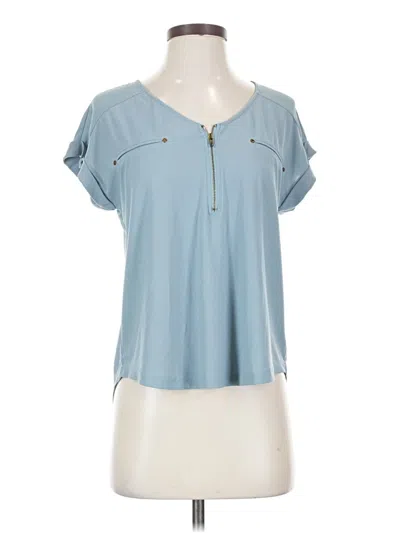 Pre-owned The Workshop Short Sleeve Blouse In Blue