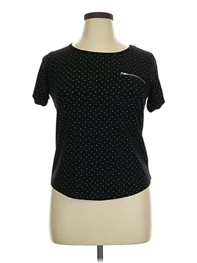 Pre-owned The Workshop Short Sleeve Top Black Polka Dots Pattern Crew Neck Tops