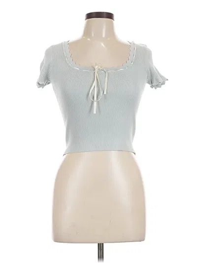 Pre-owned The Workshop Short Sleeve Top Blue Sweetheart Neckline Tops