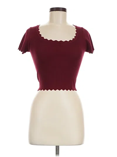 Pre-owned The Workshop Short Sleeve Top Burgundy Sweetheart Neckline Tops