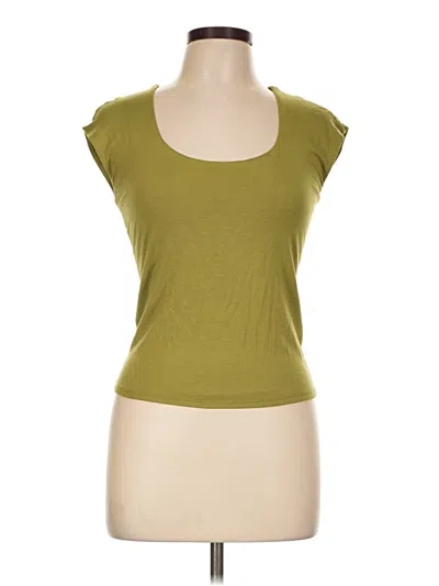 Pre-owned The Workshop Short Sleeve Top Green Scoop Neck Tops